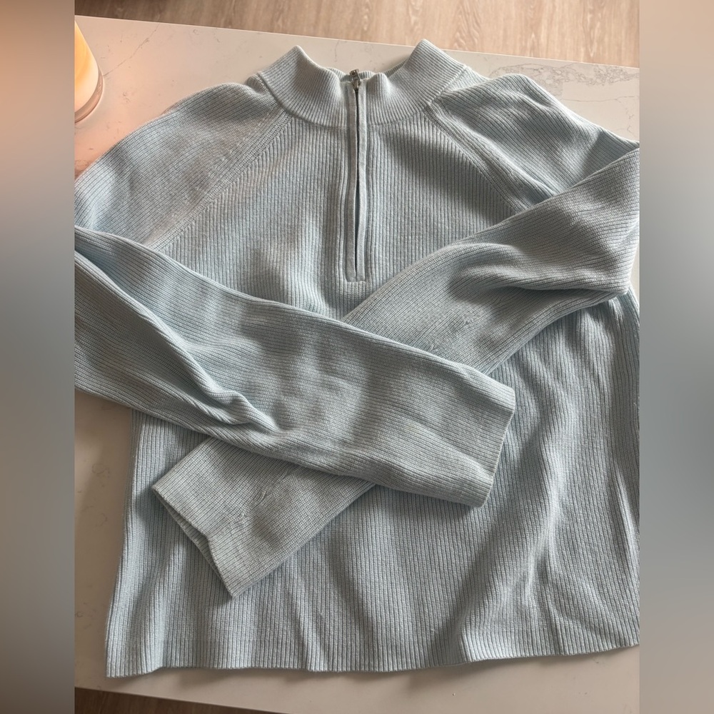 Lululemon Cotton-Blend Half-Zip Sweater - Powder Blue - Picture 4 of 5